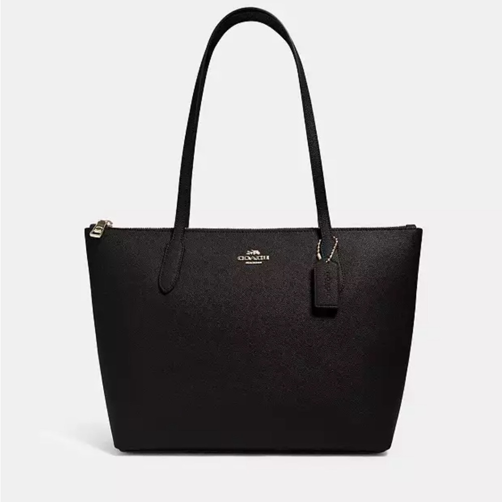 Coach zip top tote with gold zipper